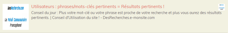 Utilisateurs : phrases/mots-clés pertinents = Résultats pertinents !